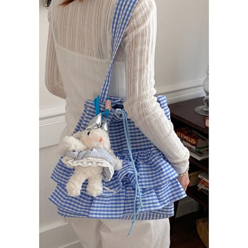 

Сумка из парусины в клетку в стиле колледжа для девушек, женская новая модная сумка-тоут под мышкой, большая вместимость, кружевная сумка