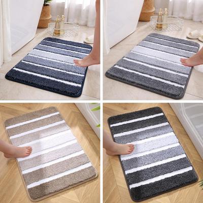 Gradient Stripes Sponge Bathroom Cashmere Thickening Mat Bath Non-slip Carpets In Wash Basin Bathtub  Floor Rug Shower Room Doormat Memory Foam 3D Pad