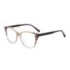 TR90 Retro Cat Eye Blue Light Blocking Glasses for Women – Fashionable Slimming Design with Color Block Flat Lenses.