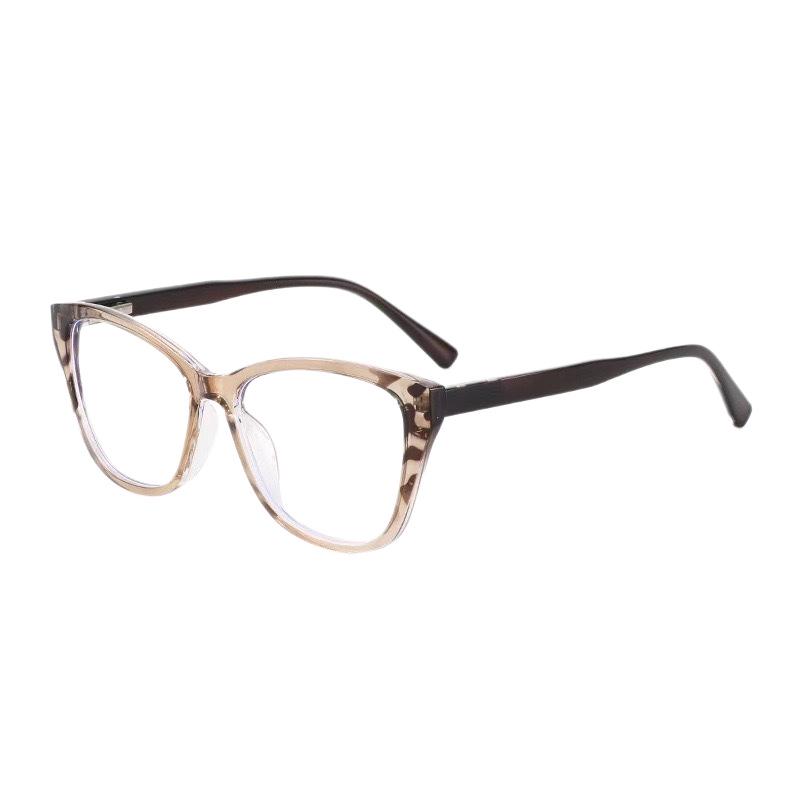 TR90 Retro Cat Eye Blue Light Blocking Glasses for Women – Fashionable Slimming Design with Color Block Flat Lenses.