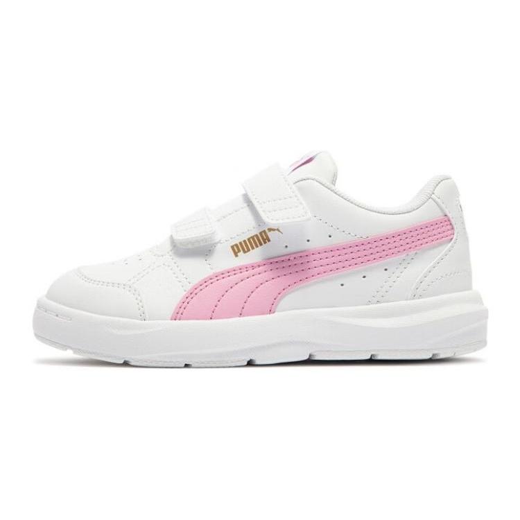 (PS) PUMA Evolve Court V  White Pink  Kids  389145-05 EU 32