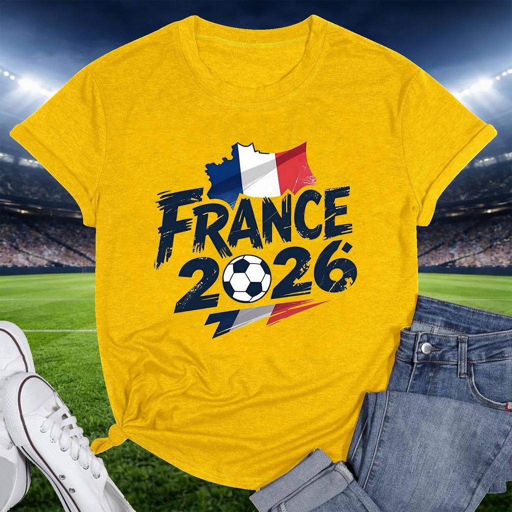 France 2026 Soccer Fan T-Shirt Crew Neck Short Sleeve Pullover Unisex Casual Tee Football Graphic Top for Supporters