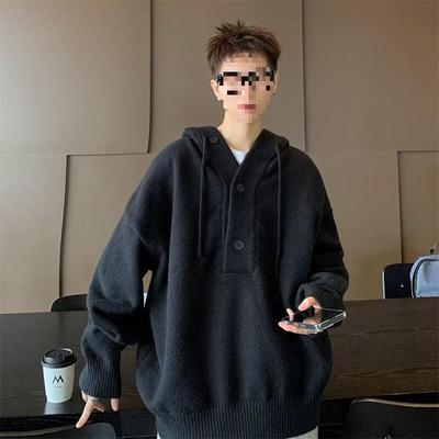 Men's Casual Pullover Hooded Knit Sweater - Cozy Wool Autumn/Winter Wear