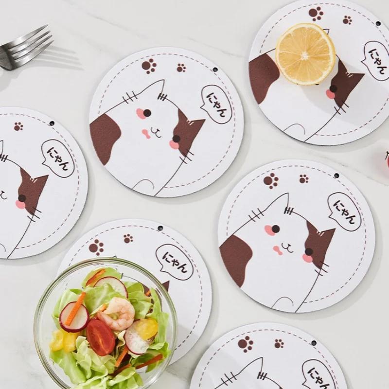 Cat Silicone Coasters Table Insulating Mats Home Cartoon Anti-scald Non-slip Durable Vegetable Mat Creative Simplicity Coaster
