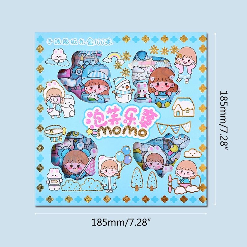 100 Sheets Lovely Cartoon Stickers Sweet Girl Decals Waterproof Adhesive for Child DIY Pencil Case Guitar Computer Cups Decor