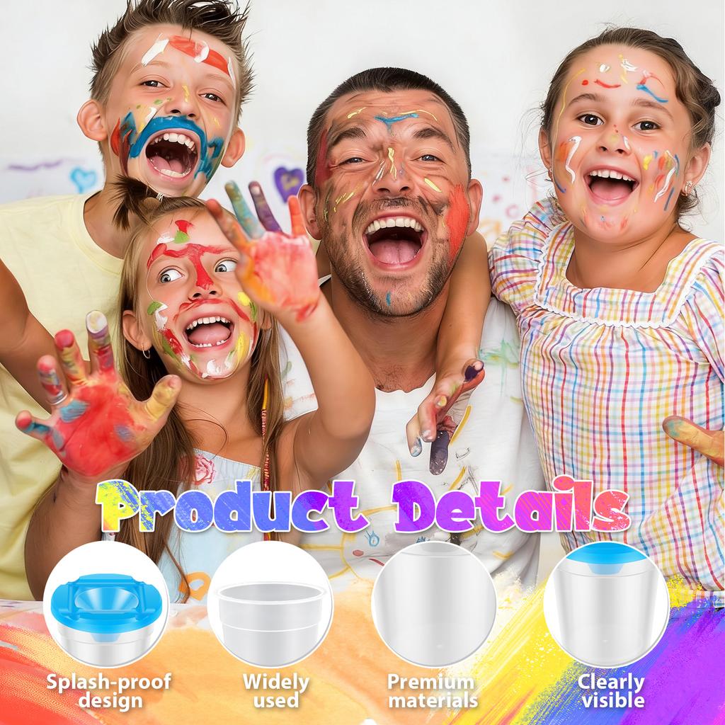5/12 Pcs Spill Proof Paint Cups Painting Pen Wash Cup DIY Art Graffiti Paint Pen Wash Bucket with Brushes for Arts and Painting