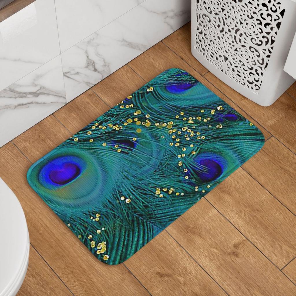 Peacock Feathers Doormat Kitchen Entrance Home Floor Mat Non-slip Carpet Rug for Balcony Footpad Mats