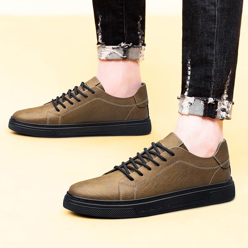 British Male Comfortable Sneakers Classic Men Genuine Leather Casual Shoes Trendy All-match Flats Spring Summer Skate Shoes Men