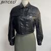 BITCED Spring/Autumn Loose-Fit Casual Leather Jacket for Women Long-Sleeved Single-Breasted Short-Length Jacket