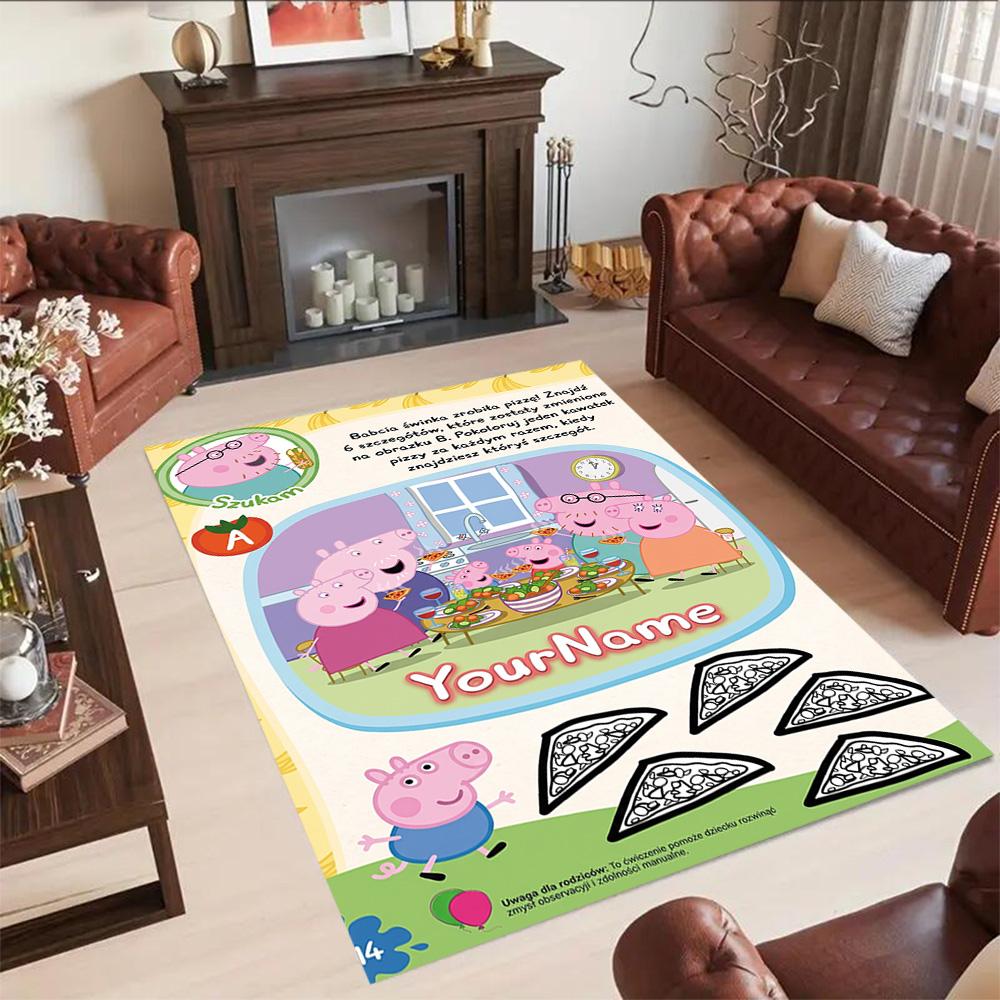 Peppa Pig Customize Text Area Rug Perfect for Decorate room Dining Room Hallway Living Rooms Anti-slip Rug Anime Office Decor Spiritual Gift