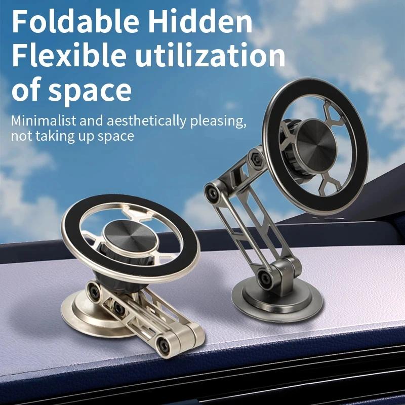 

Магнитный автомобильный держатель для телефона, вращающийся на 360 градусов, складной металлический кронштейн с вентилируемой магнитной подставкой для GPS, автомобильные аксессуары для телефонов чёрный