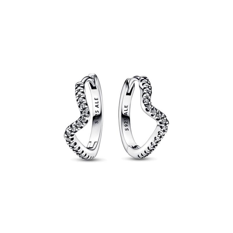Pandora Fashionable and versatile sparkling wave earrings for women 292545C01