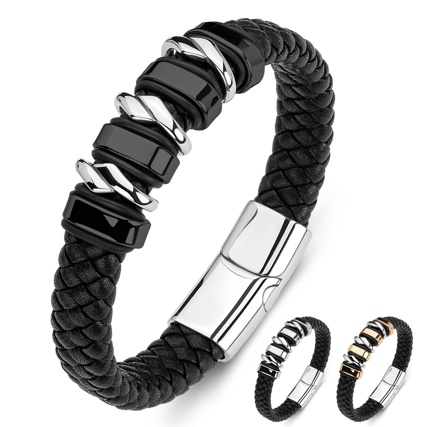 

Модный плетеный браслет из титановой стали с магнитной пряжкой