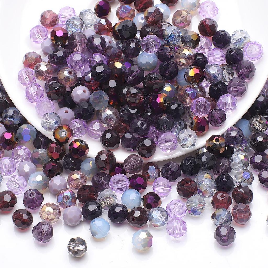 32 Colorful Crystal Glass Football Beads for DIY Jewelry and Phone Chains