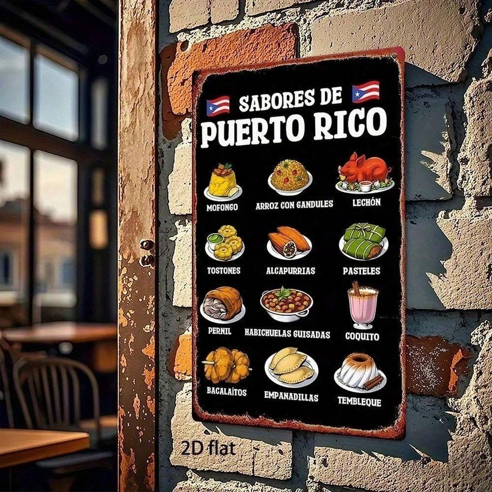 Retro Puerto Rico Food Metal Wall Art Vintage Kitchen Decor Poster
