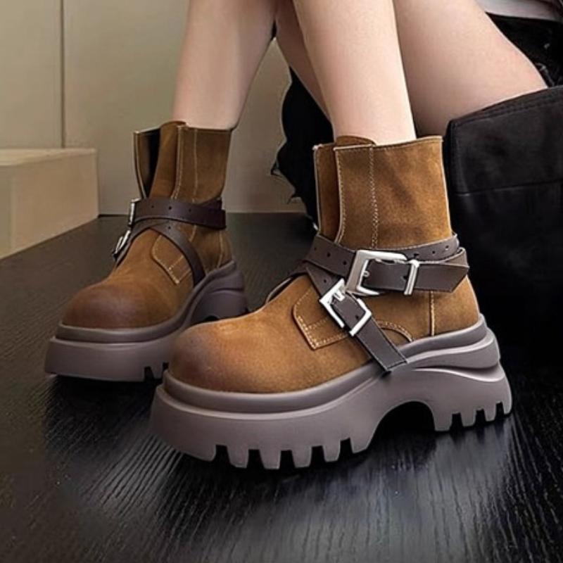 Fashion Ankle Boots Women Platform Chunky Shoes 2025 Trend New Fashion Winter Casual Snow Boots Brand Buckle Woman Botas Mujer Zapatos
