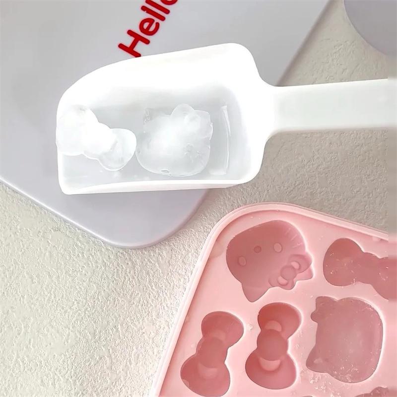 Kitten Kt Press Ice Cube Mold - Cute Cartoon Silicone Ice Tray, Household Ice Making And Storage Box