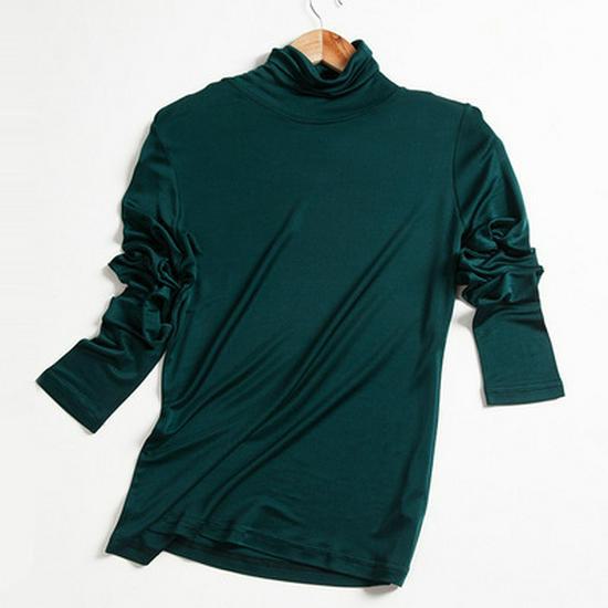 

Tangge Женский шелковый термотоп с высоким воротником и длинными рукавами XXXL темно-зеленого