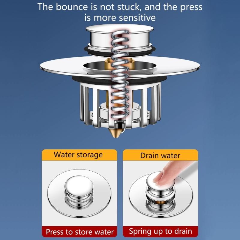 Enhances Double Function Bathtubs Plug & Strainer Popup Styles 2 In 1 Bath Tub Drain Plug And Hair Collector Popup Stop