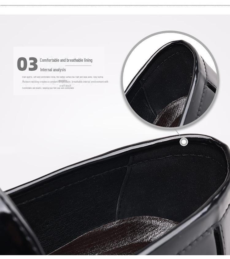 Herrskor i glänsande svart läder – Höst, Stor storlek, Formell business, Ungdomlig, Mångsidig, Casual, Mjuk sula, Idealisk för bröllop