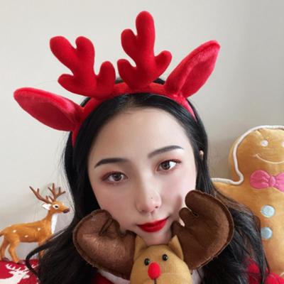 Christmas Headband Antler Decor Hair Hoop Festive Reindeer Design Headgear Women Elastic Comfortable Xmas Hair Accessories