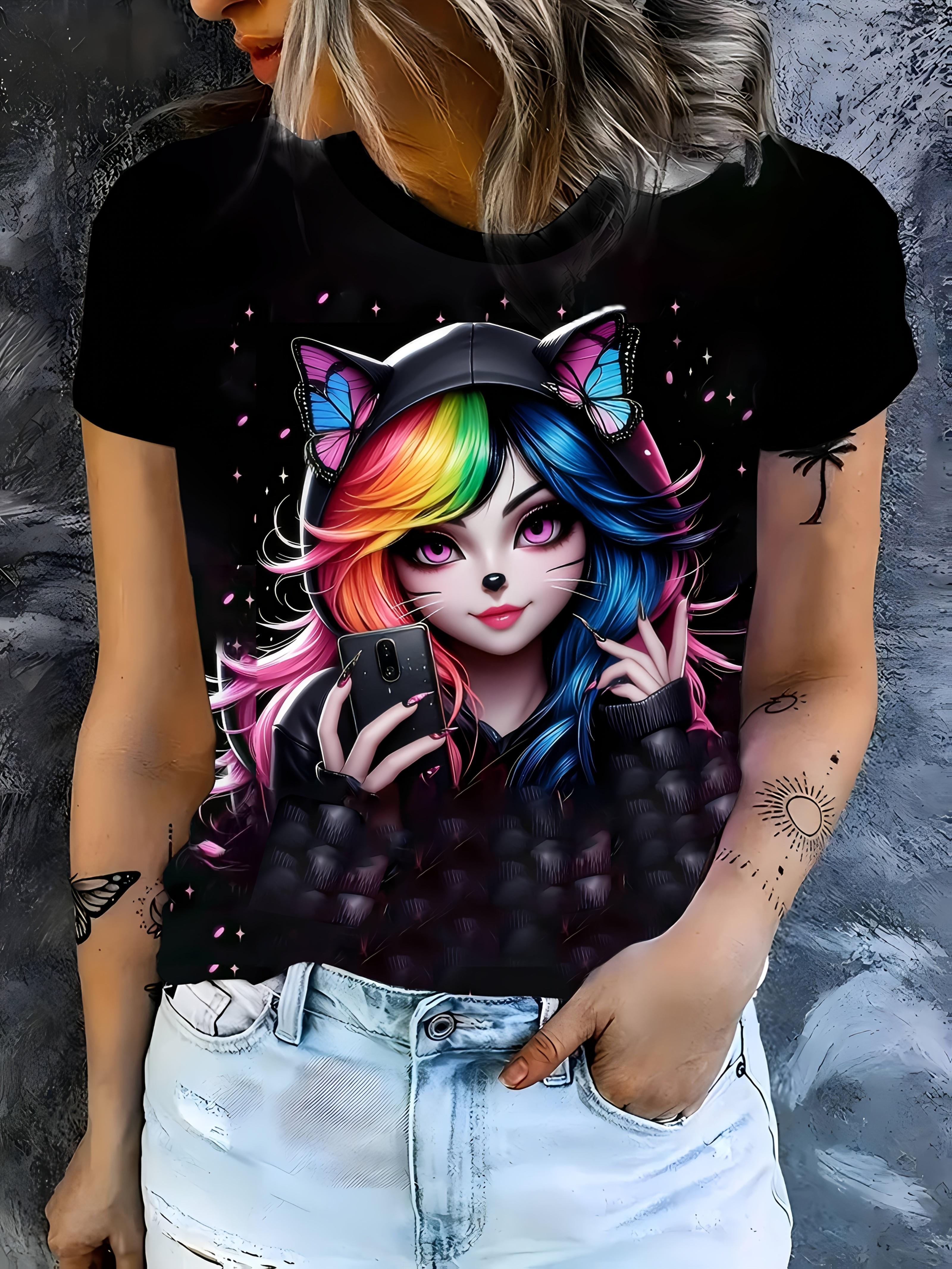 

Trendy All Season Highly Recommend Black Anime Cute Angel Fashion Factory Direct Women s T-shirt New 3D Print Short Sleeve Crew Neck Casual Top for Wo XS дубильная кора