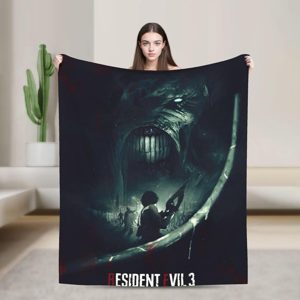 Leon Kennedy Blankets Resident Video Game Eviled Flannel Vintage Soft Throw Blanket for Home Spring/Autumn