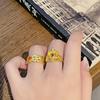Medieval Vintage Light Luxury Love Crown Open Ring Zircon Exquisite Elegant Retro Court Style Index Finger Ring