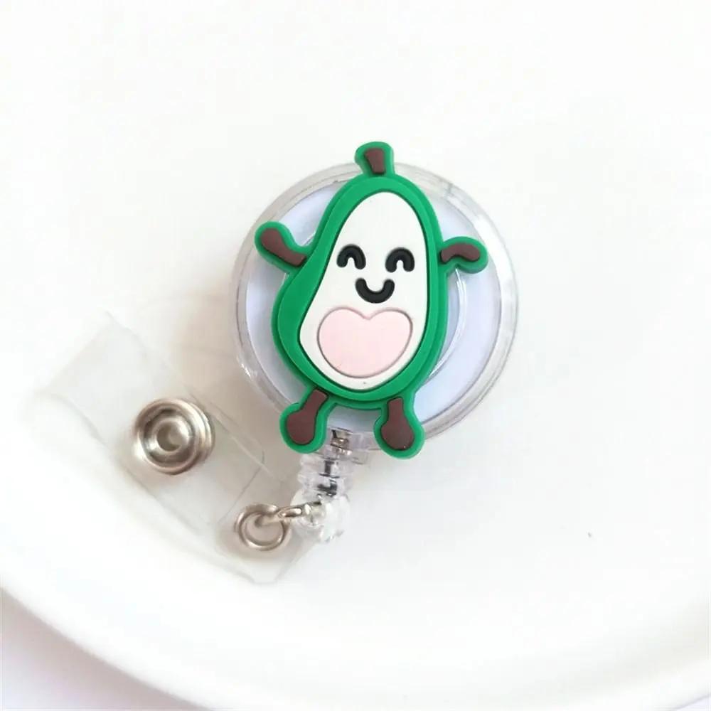 New Cute Silicone Fruits Avocado Retractable Pull Badge Reel ID Lanyard Name Tag Card Badge Holder Reels