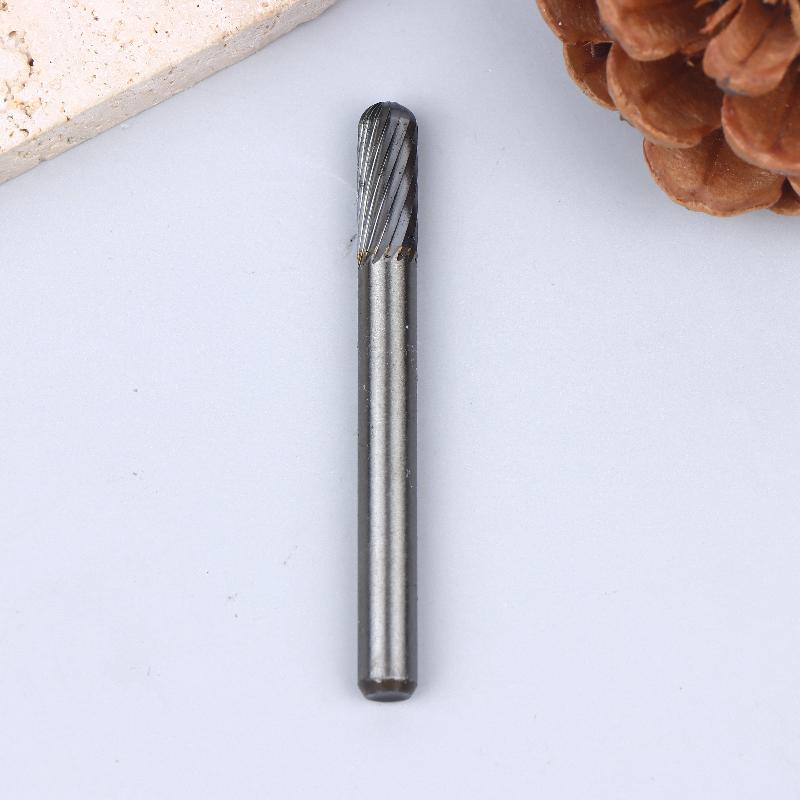 Tungsten Carbide Rotary File Burr Style C Ball Nose Cylinder 6Mm 1/4 Shank Mould Carving Tools Single Cut Milling Cutter