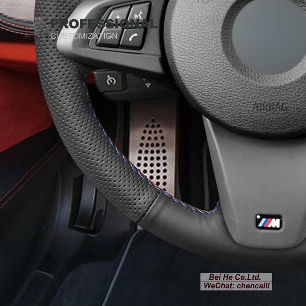 DIY handgenähte rutschfeste schwarze Leder-Wildleder-Auto-Lenkrad-Abdeckung für den Innenraum des BMW Z4 E89 2009–2016