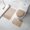 3Pcs Minimalist Style Plush Bathroom Floor Mat Set Non-slip Soft Doormat Water Absorbent for Bath Entry