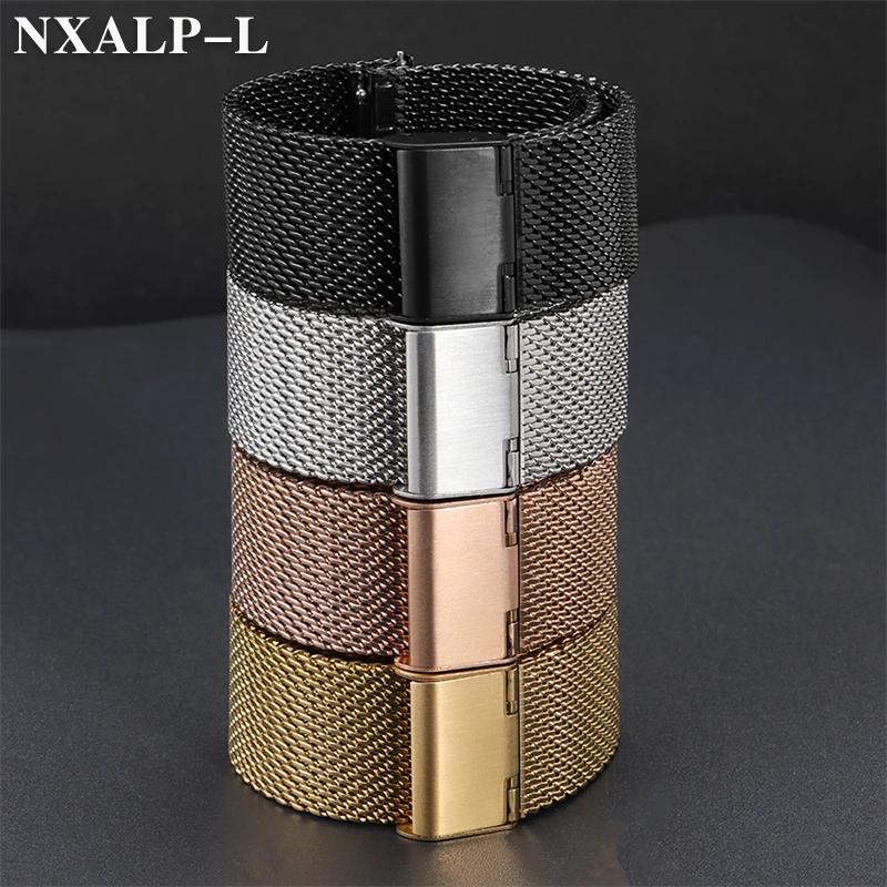 0,8 mm Pętelka z siatki mediolańskiej ze stali nierdzewnej Pasek do zegarka 18 mm 20 mm 22 mm Metalowa bransoletka Pasek o grubości 2 mm do DW do Omega Pasek na nadgarstek