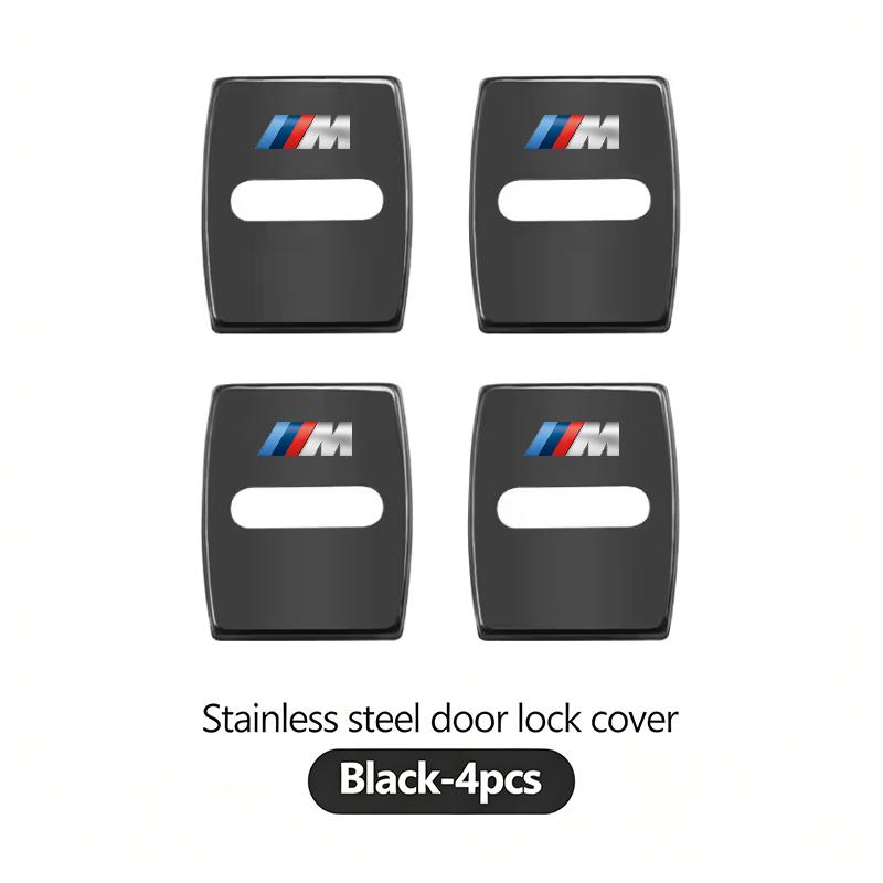 BBKD8 4Pcs Stainless Steel Shock Absorbing Car Door Lock Cover Anti Vibration Latch Protector Accessories For BMW E90 G80 M3 G30 M5 F8