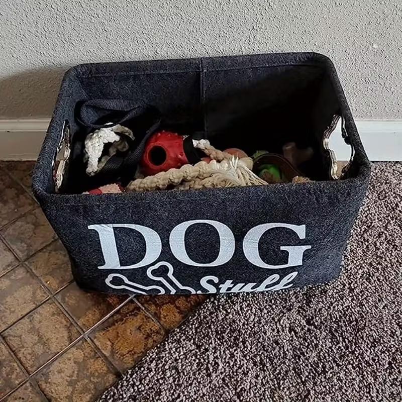 1 Piece Spacious Felt Pet Toy Storage Box - Suitable For Dog Toys, Blankets And Accessories, And Miscellaneous Storage Basket.