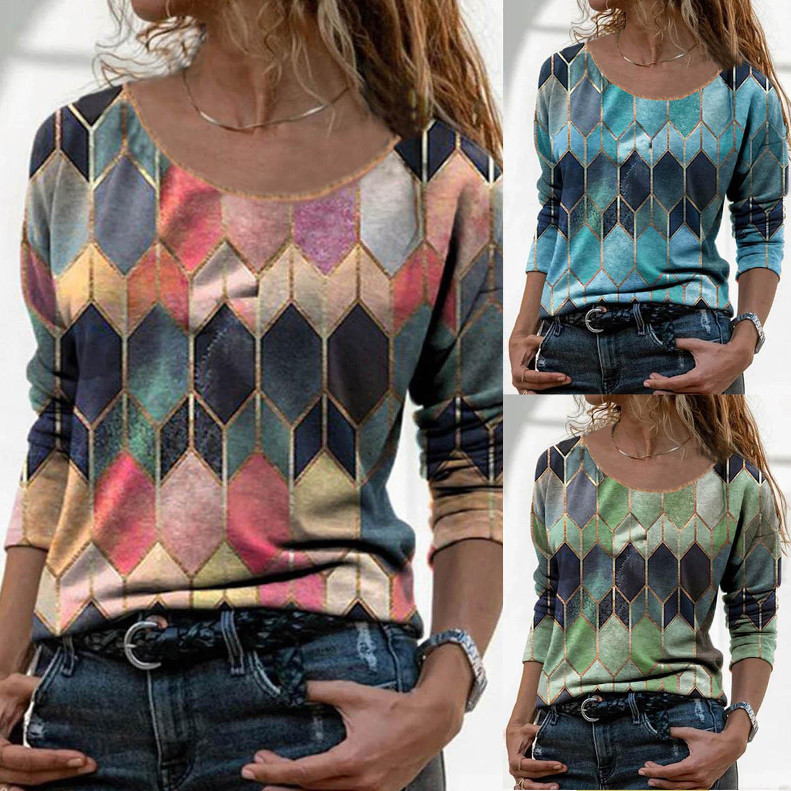 

Модная женская рубашка в стиле ретро с круглым вырезом и длинными рукавами, блузка, топы