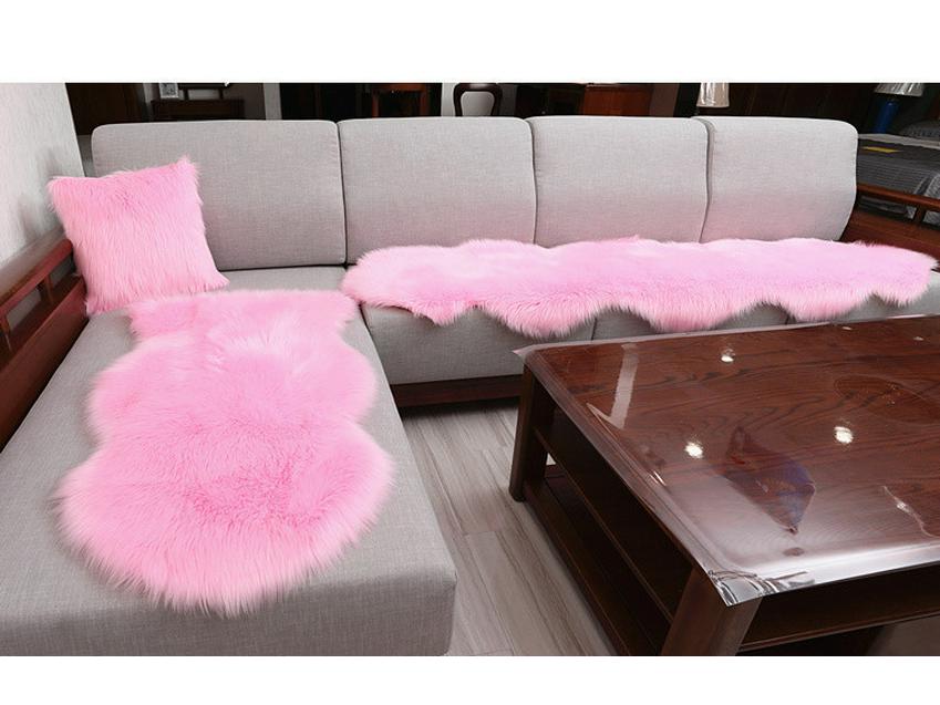 White Fluffy Irregular Plush Bedroom Rug & Sofa Cushion Blanket