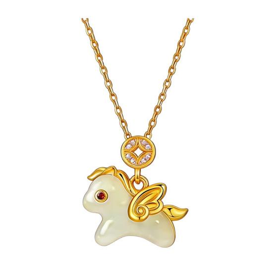 Horse Pendant Necklace Zodiac Animal Cute Horse Charm Necklace Women Chinese New Year Jewelry Birthday Gift for Daughter Her