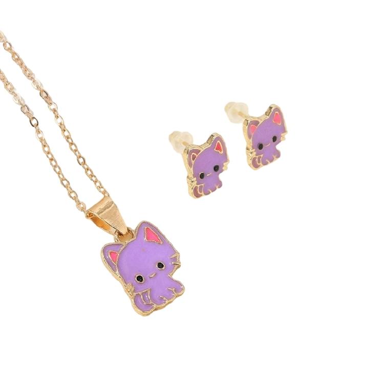 Unique Cats Ear Jewelry Pendant Necklace Cartoon Cats Ear Studs Alloy Texture Perfect for Fashion Style Individuals