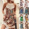 Falda de playa sexy plisada para mujer de verano, vestido casual de longitud media estampado