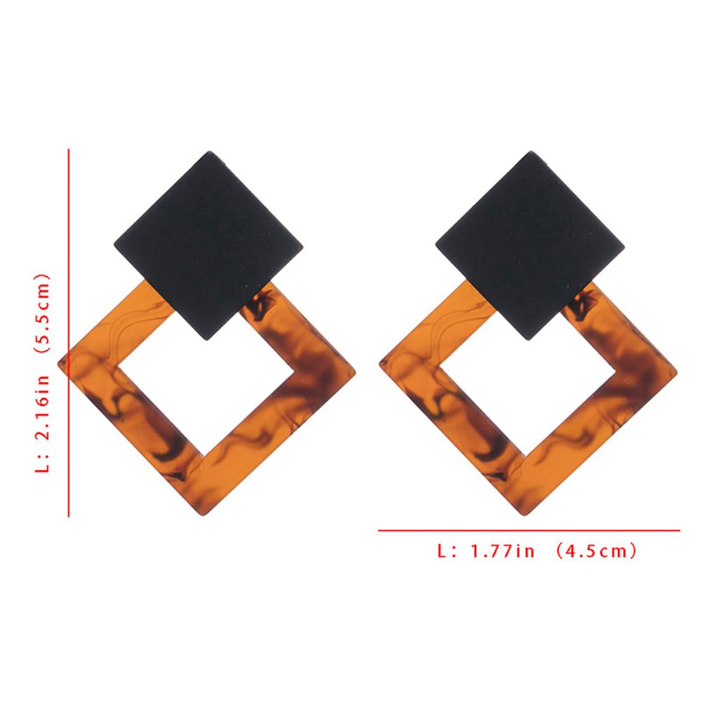 Acetic Acid Leopard Acrylic Geometric Big Square Drop Earrings for Women