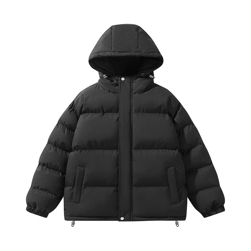 Winter Cotton Clothes Men and Couples with the Same Hooded Bread Clothes Casual Solid Color Thickened Warm Trendy Brand Loose Fashion 