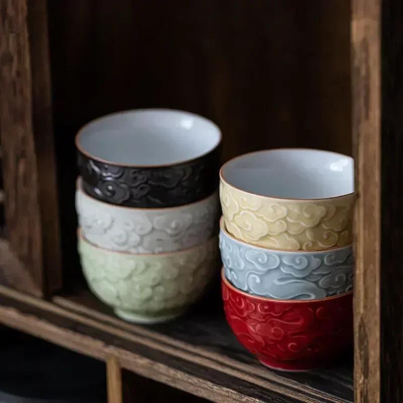 1 Pezzo Tazza da Tè in Ceramica Cinese Tazza a Rilievo Fatta a Mano Tazza da Tè in Porcellana per la Casa Tazza Singola Personale da Viaggio Tazze da Vino Articoli da Tè