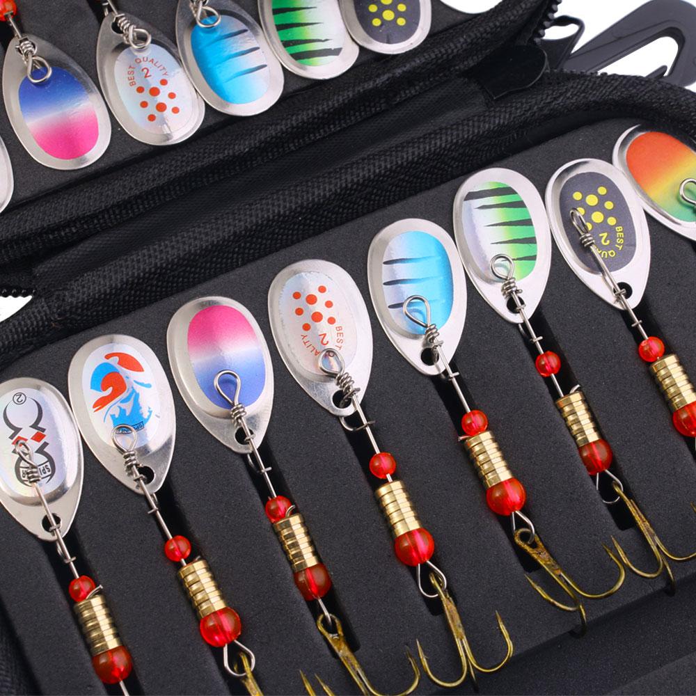 Jig-Spinner-Köder-Set mit Angelkasten, 3 g, rotierender Spinner für Hecht, Lachs, Meeresangeln, Wobbler, Trolling, harte Oberflächen, Oberflächenköder