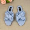 Summer Women Sandals Flat Heels Fashion Cross Woman Beach Shoes Outside Wear Brand Woven Large Size 41 Ladies Sandalias