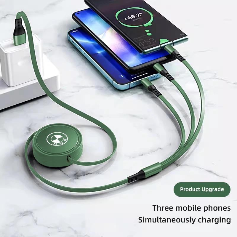 XMVPW1 For BMW Hot 2025 Car 3 In 1 Fast Scalable Charger USB Type-C Ports Data Cable For BMW X1 X2 X3 X5 X4 X6 X7 E46 E90 G30 G20 G32 G
