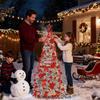 Artificial Foldable Christmas Tree Home Decor Without Lights with Hanging Ornaments for Thanksgiving Holiday Birthday parties