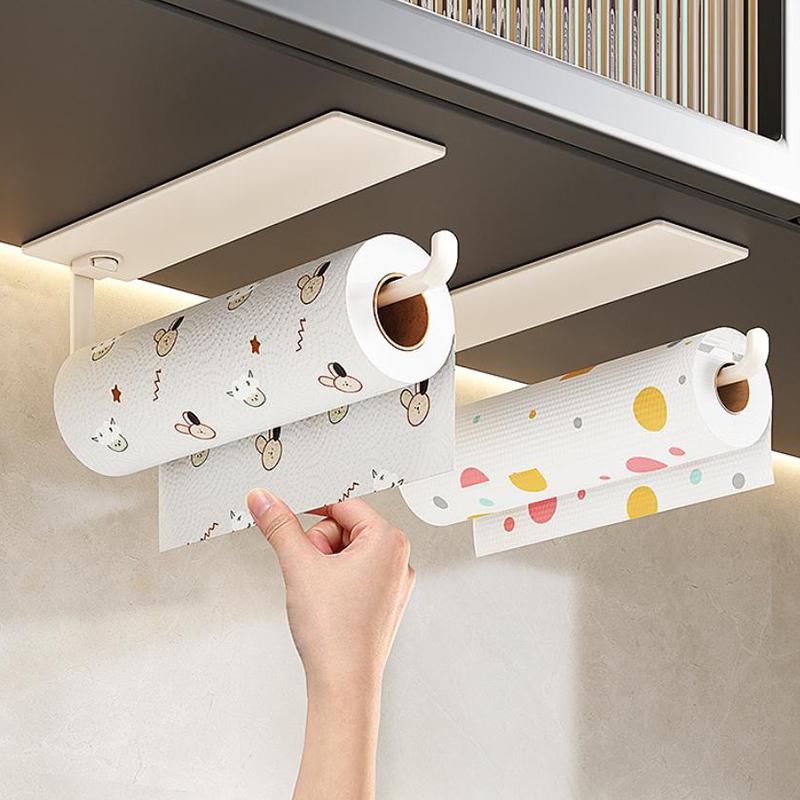 Magnetic Self-Adhesive Wall-Mounted Tissue Holder With Cling Film, Easy Magnetic Installation, Suitable For Kitchen, Bathroom
