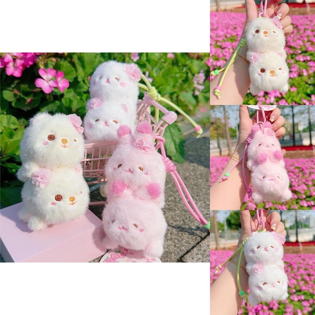 Sakura Season Cat Bear Rabbit Plush Animal Keychain With Soft Plush Material For Gift Giving