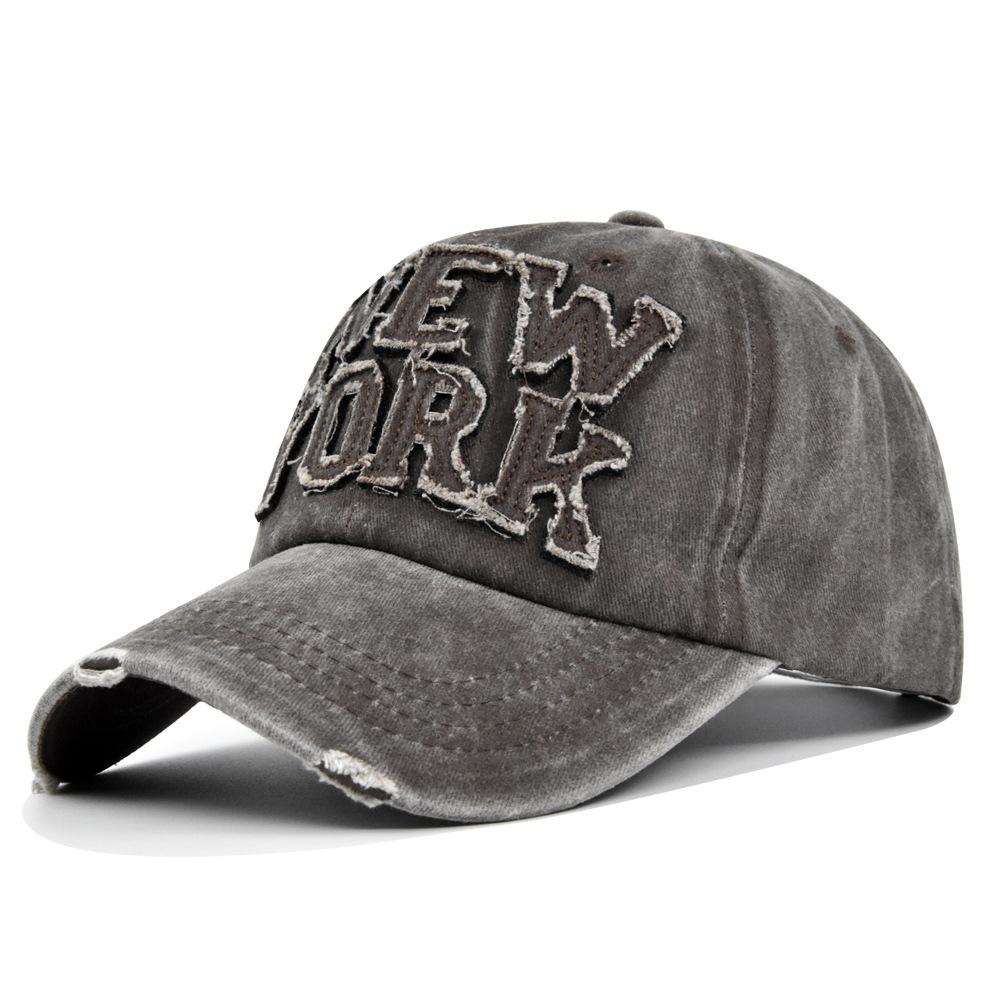 Casquette de Baseball en Denim Lavé d'Extérieur avec Broderie 3D Trouée Casquette de Baseball Personnalisée Protection Solaire Visière Casquette à Visière Plate